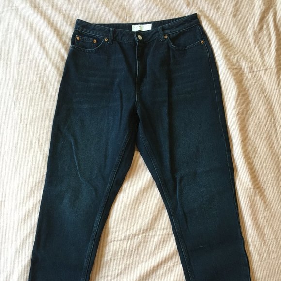 Topshop Blue-Black (Navy) Mom Jeans W34 L32 - Picture 2 of 4